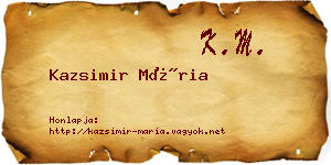 Kazsimir Mária névjegykártya